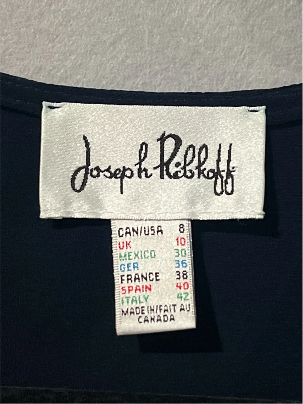 Joseph Ribkoff Dress Women’s 8 Navy Blue Ruched Faux-wrap Sheath 153009 - Picture 10 of 12